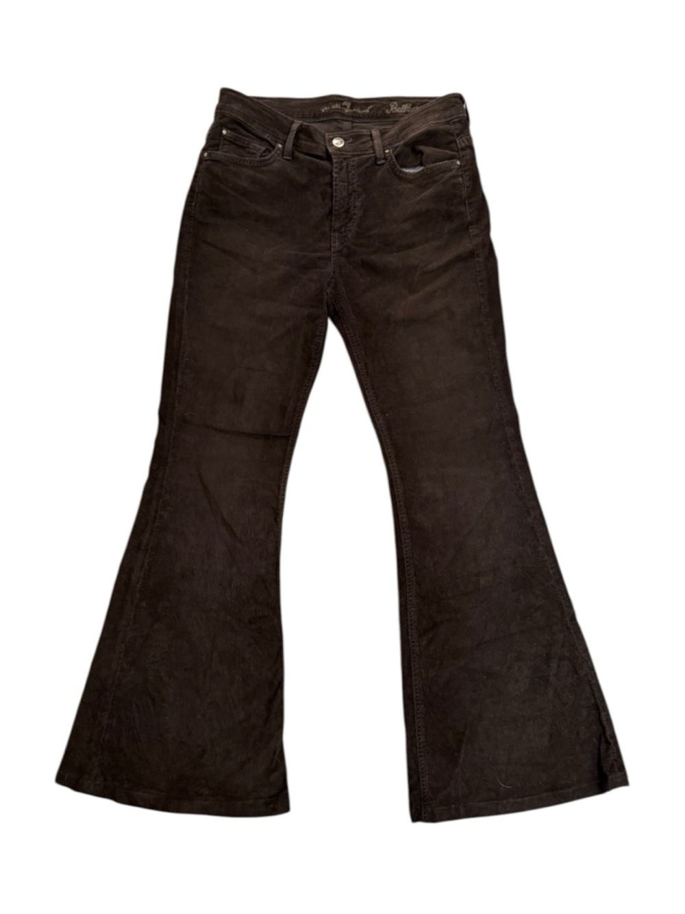 Vintage 7 For All Mankind Brown Corduroy Dojo Bell Bottom Pants Sz 28